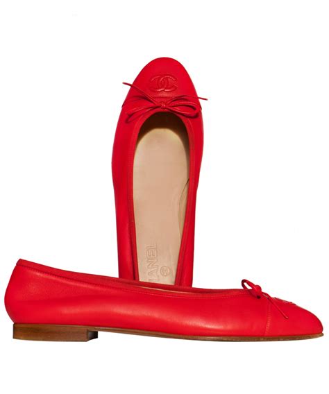 red chanel ballet flats